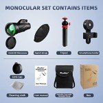 High-Powered Monocular with Smartphone Adapter and Tripod