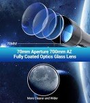 Beginner Friendly 70mm Astronomy Telescope with Tripod