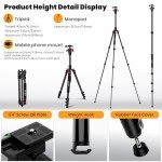 74-Inch MACTREM Aluminum Tripod & Monopod for Beginners