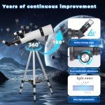80mm Portable Telescope for Beginners and Kids
