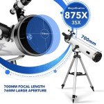 700mm Reflector Telescope with Tripod for Beginners