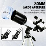 High-Powered Portable Refractor Telescope for Stargazing