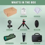 High Power Monocular Telescope with Smartphone Adapter