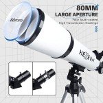 HEXEUM 80mm Portable Refracting Telescope - White