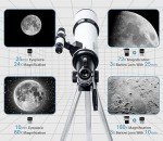HEXEUM 80mm Portable Refracting Telescope - White