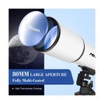 MEEZAA 80mm Refractor Telescope for Beginners