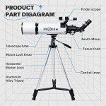 80mm Portable Refracting Telescope with Tripod & Adapter