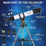 High-Powered 90mm Refractor Telescope for Beginners