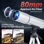 Beginner 80mm Refractor Telescope with Phone Adapter