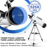 Beginner-Friendly 76mm Reflector Telescope with Accessories