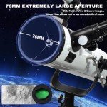 Beginner-Friendly 76mm Reflector Telescope with Accessories