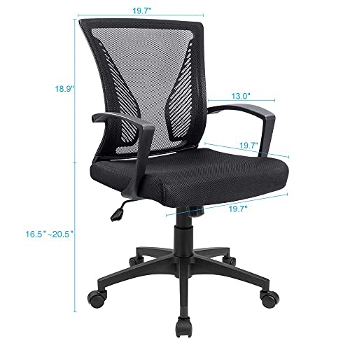 Mid-Back Swivel Desk Chair with Lumbar Support