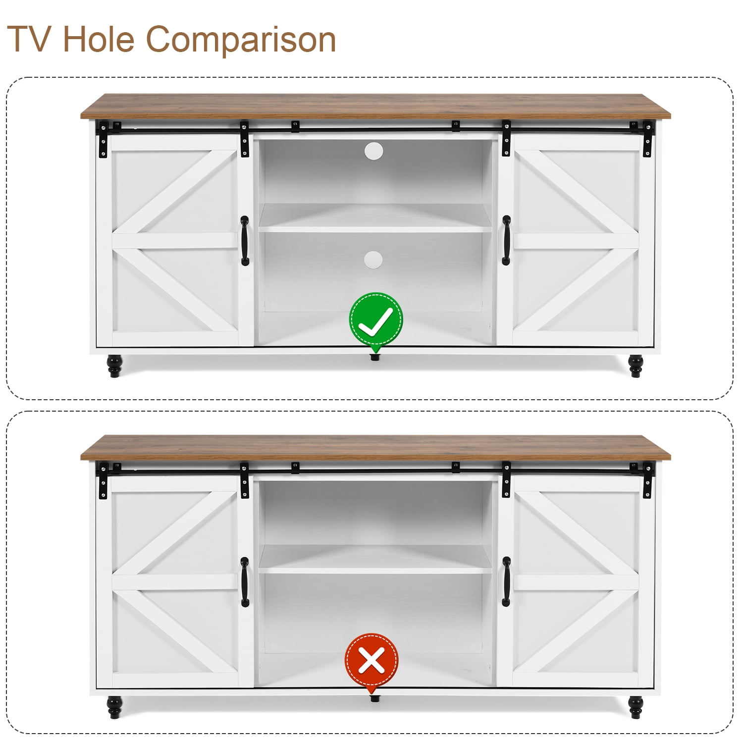 White Farmhouse Coffee Bar with Sliding Barn Door