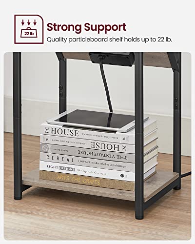 VASAGLE Charging Side Table with USB Ports and Outlets