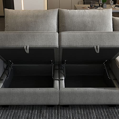 Reversible U-shaped Sectional with Ottoman & Storage