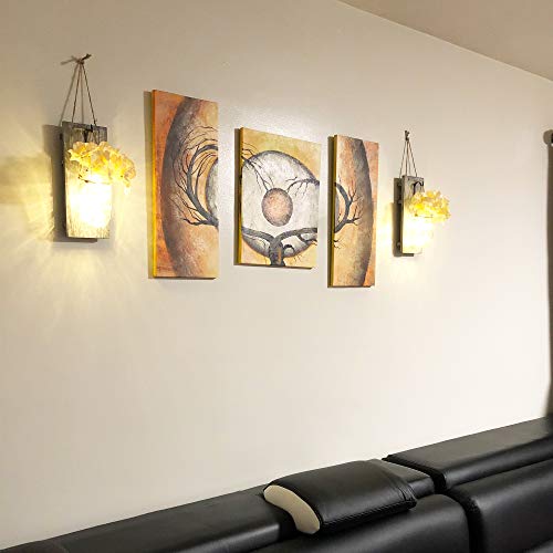 Rustic Wooden Wall Decor with LED Lights - Set of 2