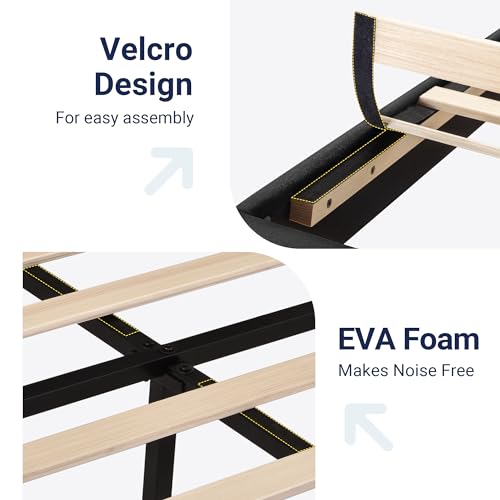 Dark Grey Queen Size Upholstered Platform Bed Frame