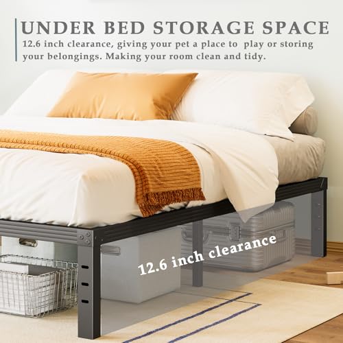 Queen Metal Platform Bed Frame, 14 Inch, Black