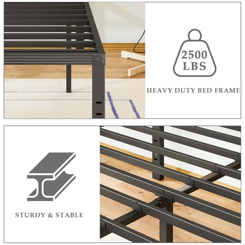 Queen Metal Platform Bed Frame, 14 Inch, Black