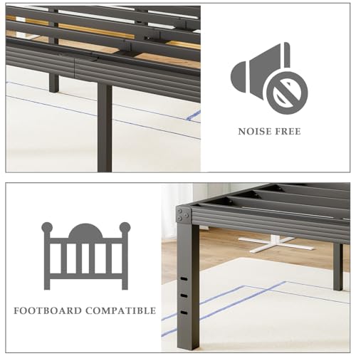 Queen Metal Platform Bed Frame, 14 Inch, Black