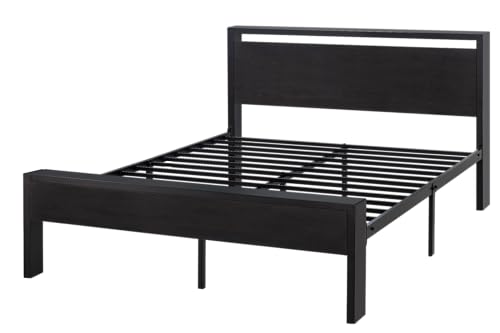 14" Queen Metal Platform Bed Frame with Wood Headboard