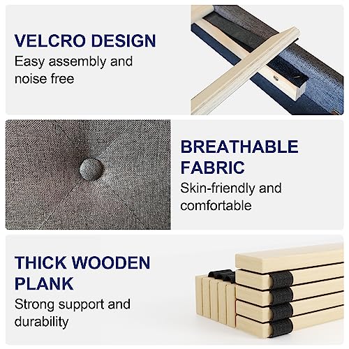 Dark Grey Upholstered Full Size Platform Bed Frame