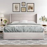 Queen Size Lift-Up Storage Bed with Wingback Headboard