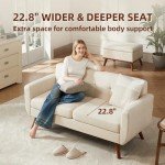 Beige Mid Century Modern Loveseat Sofa