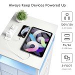 Fixwal LED Night Stand with Charging Station and Drawers
