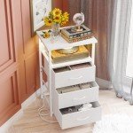 Fixwal LED Night Stand with Charging Station and Drawers