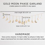 Handmade Gold Metal Moon Phase Wall Decor