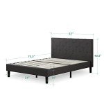 ZINUS Shalini Dark Grey Upholstered Bed Frame, Full