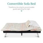 Modern Black Faux Leather Convertible Futon Sofa