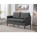 Modern Small Upholstered Loveseat with Metal Legs