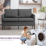 Modern Small Upholstered Loveseat with Metal Legs