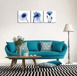 Blue Abstract Flower Canvas Prints - 3 Panels