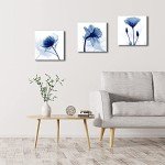 Blue Abstract Flower Canvas Prints - 3 Panels