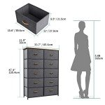 YITAHOME 10-Drawer Fabric Dresser in Cool Gray