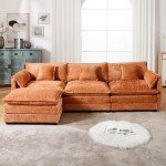 127" Modern Oversized Sectional Sofa with Ottoman