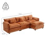 127" Modern Oversized Sectional Sofa with Ottoman