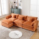 127" Modern Oversized Sectional Sofa with Ottoman