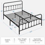 Queen Metal Platform Bed Frame with Victorian Headboard