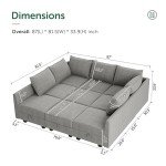 HONBAY Grey Modular Sectional Sofa with Storage