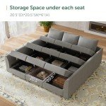 HONBAY Grey Modular Sectional Sofa with Storage