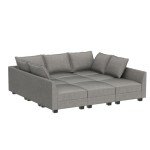 HONBAY Grey Modular Sectional Sofa with Storage