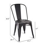 Set of 4 Black Metal Dining Chairs