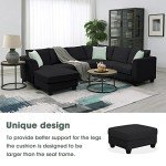 Modern U-Shaped Sectional Sofa with Ottoman - 7 Seats