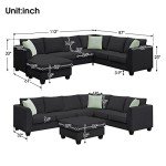 Modern U-Shaped Sectional Sofa with Ottoman - 7 Seats