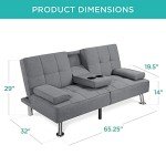 Modern Folding Linen Sofa Bed in Gray