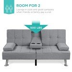 Modern Folding Linen Sofa Bed in Gray